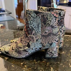 All Saints Multicolor Embroidered Ankle Boots